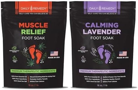 DAILY REMEDY Muscle Relief & Calming Lavender Foot Soak Set, Pack of 2, for Foot Pain, Odor, Sore Feet, Athlete’s Foot, Soften Calluses - Natural Blend & Salts, Made In USA