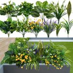 Lacinda 19 Bundles Fake Plants Outdoor, Fake Bushes UV Resistant Artificial Lavender Flowers Greenery Stems Shrubs Faux Greenery for Outdoor Front Porch Home Garden Porch Window Box Farmhouse Decor