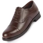 FAUSTO FST FOSMF-2091 BROWN-41 Men's Brown Genuine Leather Formal Office Comfort Broad Feet Oxford Lace Up Shoes (7 UK)