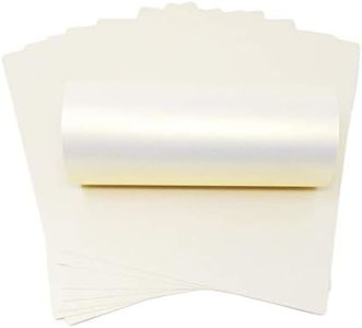 10 x A4 White with Gold Shimmer Pearlescent Shimmer Paper 32lb Bond Double Sided Suitable for Inkjet and Laser Printers
