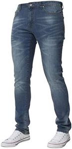 Kruze Designer Mens Skinny Fit Jeans Stretch Slim Denim Pants All Waist Leg Size, Hellblue, 34W / 30L