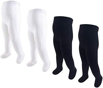 Touched by Nature Baby and Toddler Girl Organic Cotton Tights, Black White, 0-9 Months