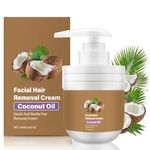 Coconut Oil Facial Hair Removal Cream, Facial Hair Remover for Women, Gentle & Moisturizing Depilatory Cream for Upper Lip, Chin & Body, 100g