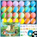 Bath Bombs for Kids with Surprise Inside, 24 Pack Handmade Kids Bath Bombs with Some Glow-in-The-Dark Land & Sea Toys, Fizzy Bath Salt Balls Gift Set for Birthdays, Halloween, and Christmas