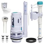 3-Inch Dual Flush Valve Replacement Kit for 2-Piece Toilets, Universal Toilet Repair Kit with Push Button, Fill Valve, Gasket & Bolts,Compatible with Glacier Bay, Kohler, American Standard, and Toto