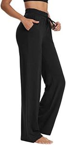 Sarin Mathews Womens Yoga Sweatpants Wide Leg High Waisted Lounge Pajamas Pants Comfy Workout Loose Pants with Pockets, Black, Medium