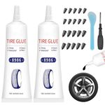 kintsukuroi 120ml Tire Repair Glue, Tire Patch Glue Kit with Tire Repair Nail, 24Pcs Tire Repair Kit for Vacuum Tire Puncture Repair on Cars, Motorcycles, Trucks, and Tractors, Super Sticky