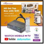 Catvision Free to Air HD Set Top Box | 115+ TV Channels Lifetime Free | Watch YouTube on TV | DD FreeDish WiFi Set Top Box | HDMI Cable