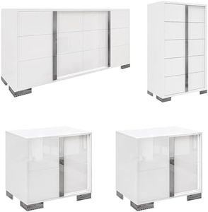 AMERLIFE 4-Piece Bedroom Dresser Set with Storage, High Gloss, White