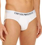 Emporio Armani Men's Cotton Stetch Brief, White, Large