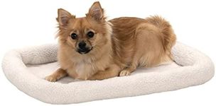 Furhaven Dog Bed for Small Dogs & Indoor Cats, 100% Washable, Sized to Fit Crates - Sherpa Fleece Bolster Crate Pad - Cream, Small