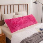 XeGe Shaggy Faux Fur Body Pillow Cover, Fluffy Long Body Pillow Case with Zipper Closure, Soft Decorative Plush Furry Body Pillowcase, Fuzzy Pillow for Bedroom Home Decoration Couch 20"x54", Hot Pink