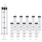 10 Packs Plastic Syringe with Measurement, No Needle Suitable for Scientific Labs, Measuring, Watering, Refilling (20ml)