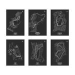 CodersParadise Formula 1 Wall Posters - Pack Of 6 | 8x12 inch (A4 Size) | Wall Poster For Home Bedroom, Living Room Décor And Aesthetics | Included Glue Dots (F1 Race Maps)