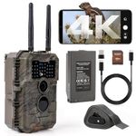 GardePro E6 2.0 Pro 4K Wildlife Camera WiFi Bluetooth, with 7800mAh Battery and 64GB SD Card, 64MP Trail Camera 50m WiFi Range, Wildlife Camera with Night Vision Motion-Activated