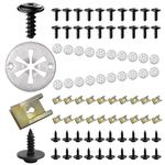 80 Pcs Car Body Trim Clips,Metal Fender Bolts And U-Clip Fasteners Kit,Plum Screws,Starlock Washers Box Set,For Fixing And Repairing Plastic Mud Flaps,Bumpers,Heat Shields,Engine Bonnets