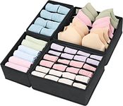 Styleys Set Of 4 Foldable Storage Box Drawer Divider Organizer Closet Storage For Socks Bra Tie Scarfs - Black, Fabric, Non-Woven (S1014) - Clothing