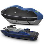 LIBZAKI Jet Ski Cover PWC Cover 2-3 Seats Heavy Duty Waterproof 600D UV Resistant Fits for Yamaha Sea-Doo Kawasaki up to 112"~135" Blue/Black