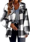 Womens Winter Fleece Jacket Shackets Plus Size Plaid Coat Jackets 2024 Trendy Casual Lapel Coat Outerwear with Pocket