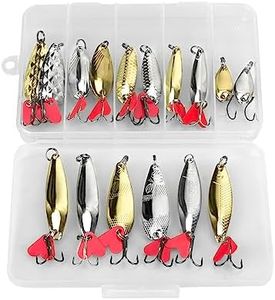 DONQL Spoon Fishing Lures, 16pcs Metal Fishing Spoon Lures Hard Baits Saltwater Fishing Lures Spinner Baits Fish Treble Hooks Tackle Salmon Bass