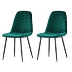 AINPECCA Set of 2 Velvet Dining Chairs Fabric Upholstered seat with Metal Legs Dressing Lounge Home(Green,2)