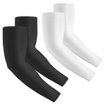 Rescoto 2 Pairs UV Protection Cooling Arm Sleeves Sun Sleeves UPF 50 Men Women, Black+white, 2 Pairs