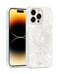 SCORPIFY for iPhone 15 Pro Max Case [Compatible with MagSafe] with White Pearl Design, Cute Clear Magnetic Phone Bumper for Women Girls, Stylish Slim Cover with Mother of Pearl Shell Pattern