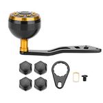 Power Knob Handle,Fishing Reel Replacement Handles,Fishing Reel Handle CNC Knob with Fittings Replacement Parts Accessory(Black+Gold)