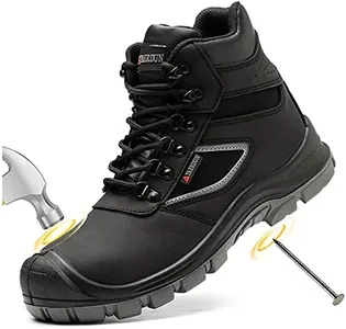 TAERDUN Steel Toe Boots for Men Waterproof Work Safety Shoes Non-slip Breathable Comfort Lightweight, Industrial & Construction Shoes, Indestructible Welding Boots, Black, 10.5