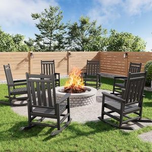 HDPE Rocking Chair Outdoor- Poly High Back Porch Rocker Chairs for Adults - All Weather Resistant Furniture for Patio Front Porch