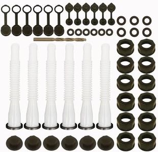 Gas Can Spout Replacement Set, Gas Can Nozzle Old Style Easy to Install, Flexible Pour Nozzle Suitable for Most 1/2/5/10 Gallon Oil Cans (6 Kit-White)