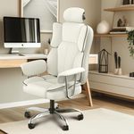 PULUOMIS Office Chairs for Home with High Back PU Leather, Swivel Chair with Tilt Function, Ergonomic Office Chair High Waist Protection for Home Office Furniture