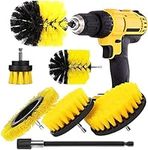 YIHATA 6 Pack Drill Brush Power Scrubber Cleaning Brush Extended Long Attachment Set, All Purpose Drill Scrub Brushes Kit for Grout, Floor, Tub, Shower, Tile, Bathroom and Kitchen Surface (Yellow)