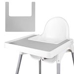 High Chair Placemat, Durable High Chair Placemat Silicone, Clean and Hygienic, Suitable for IKEA Antilop Highchai, for Toddlers and Babies (Light Gray)