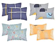 Amazon Brand – Umi Super Soft Brushed Microfiebr Cotton Pillow Covers,Set of 4(Total 8 Pcs) 17X27(Inches) 43X68(CM) Printed Pillow Covers,Flange on Edges Pillow Covers