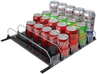 BUDO Soda Can Organizer for Fridge, Self-Pushing Drink Holder for Refrigerator, Adjustable Width Beverage Water Beer Storage for Kitchen Pantry, Holds up to 30 Cans (16.4inch, 5 Rows)