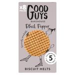 Good Guys Black Pepper Crackers 8xPacks. Tasty, Melty, 50% less fat, only 5 calories each! Healthy Biscuits. Low Calorie Snack Crackers. 8x50g packs - 39 biscuits per pack.