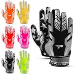 PLAYEUR Sticky Receiver Adult and Kids Football Gloves - Stretch Fit, Durable Grip | Youth Football Gloves for Boys 8-12 in Vibrant Colors