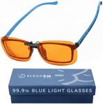 Sleep ZM Clip On 99.9% Orange Blue Light Glasses for Computer, TV, Gaming Use Improve Sleep Quality by Naturally Producing Melatonin for Women and Men