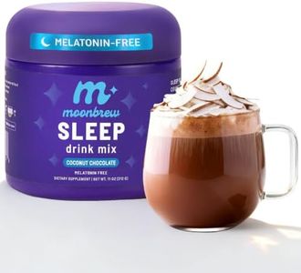 MoonBrew Magnesium Sleep Aid Drink Mix, Coconut Chocolate – Melatonin-Free Nighttime Ritual for Relaxation & Deep Rest – Sugar-Free Sleepy Cocoa with L-Theanine & Reishi – 25 Servings