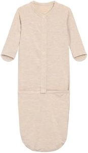 BambooBud Baby Nightgowns Sleeper Gown Newborn Long Sleeve Pajama Gowns Unisex Viscose from Bamboo Sleepwear, Oatmeal Heather, 6-9Months