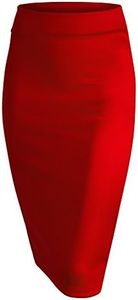 Made by Johnny MBJ WB700 Womens Scuba Midi Skirt L Red