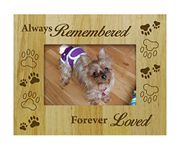 Darling Souvenir Personalized Wood Engraved Dog Memorial Picture Frame Always Remembered Forever Loved - Loss of A Pet Gift 4 x 6 Inches Horizontal