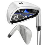 MAZEL Mens Golf Iron Club Single 1,2,3,4,7 Iron CNC Milled Face Steel Shaft Iron Golf (Silver RH, #2 Iron Single)