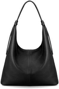 befen Genuine Leather Slouchy Hobo Purses for Women, Casual Hobo Bags Real Top Grain Leather Tote Handbags Women's Black Shoulder Satchel for Shopping, Outing, Travel