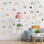 fanquare Colorful Rainbow Wall Stickers Star and Dots Wall Decals Removable DIY Art Wall Decors for Girls Bedroom, Nursery, Home Decoration