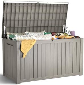 LubanNese 200 Gallon Outdoor Deck Box, Lockable Waterproof Storage Container, Resin Weatherproof Box for Patio Garden Pool Toys Tools Cushions, Grey