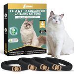 YOTANGO Adjustable Cat Collar 4 Pack - Black Collar for Cats, Soft Comfortable Lasting Waterproof Collar with 32 Months Protection for Small/Medium/Large Cats(48cm)