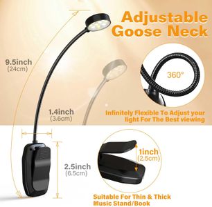 KTEBO Rechargeable LED Book Light – Portable Clip-On Reading Lamp