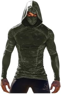 Fishing Hoodies for Men with Face Mask - Performance UPF 50 + Sun Protection Long Sleeve Outdoor Camping Hiking Shirt Breathable Quick Dry Moisture Wicking Undershirt,01# Army Green,X-Large